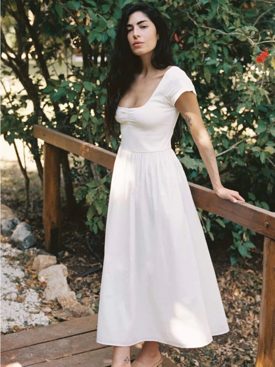 Christy Dawn Dresses & Skirts - Christy Dawn Monica Antique White Cap Sleeve Midi Dress S